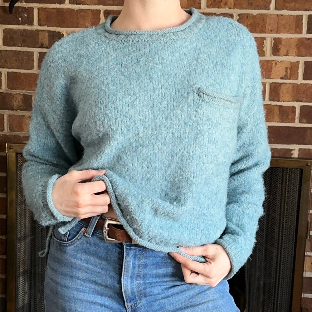 Beautiful BLUE sweater, very warm and cozy.